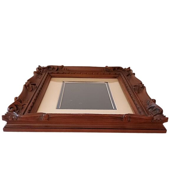 Ornate Faux Wood Picture Frame Photo Brown Vtg 70s Realistic Victorian Witchy - Picture 8 of 16